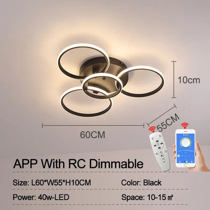 Plafonnier LED moderne cercle dimmable avec télécommande pour salon et chambre — LZ4X9J