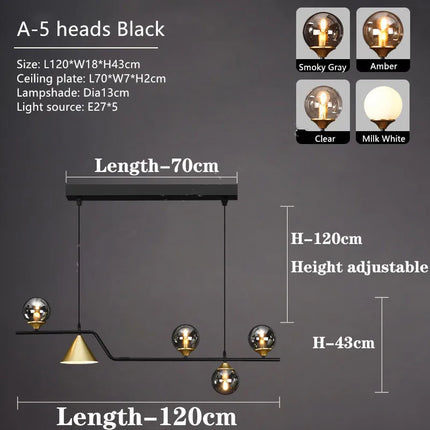 Lustre suspension rustique en verre et fer noir décoratif — LZ4N7Q2