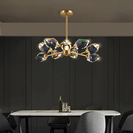 Lustre en cristal et cuivre au style art déco moderne — LZ4X9T2P