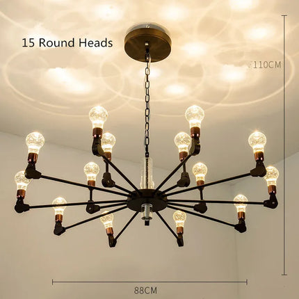 Lustre suspension nordique en fer et cristal moderne — LZ4X9V