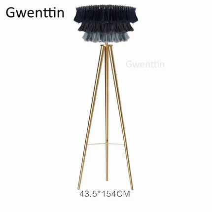 Lampadaire décoratif en fil de soie avec trépied style nordique — LZ4X9M