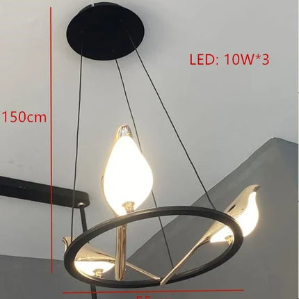 Suspension LED oiseau fantaisie plaquée or avec design moderne ajustable — LZ4Q9XJ2