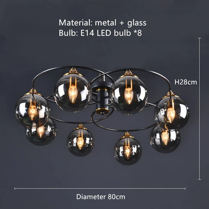 Lustre suspension en verre ambré et métal style nordique pour restaurant — LZ4X9T2