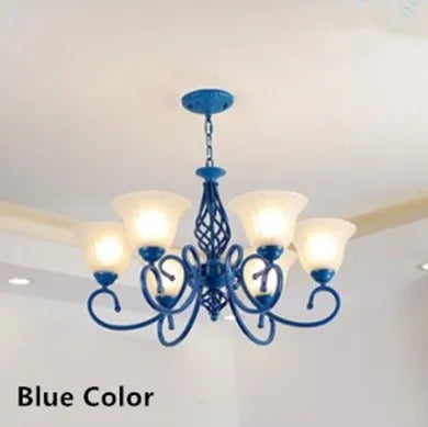 Lustre suspension en fer forgé avec abat-jour en verre vintage — LZ4P9XQ