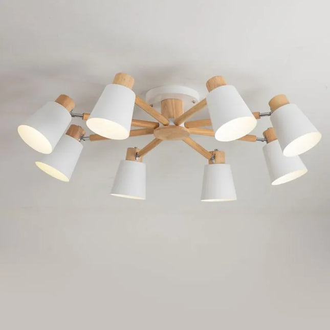 Lustre suspension nordique en bois massif au design moderne — LZ4X9T