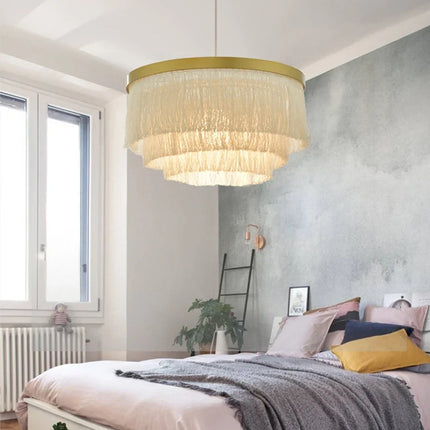 Lustre suspension romantique en fil de coton pour intérieur — LZ4X9J