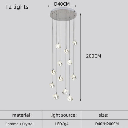 Lustre carré en cristal moderne pour escalier et restaurant — LZ4X9T