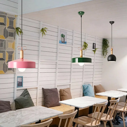 Lustre suspension en bois massif style nordique pour bar et café — LZ4X9P2
