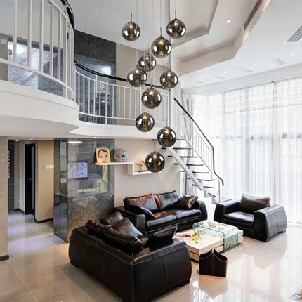 Lustre suspension boule de verre spirale style nordique pour duplex G4 — LZ4X9P2