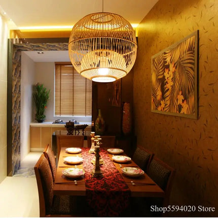 Suspension lumineuse en bois style chinois pour restaurant japonais — LZ4G7T9