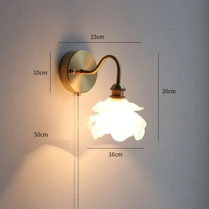 applique murale nordique moderne LED lampe à côté de l'interrupteur à chaîne chambre salle de bain miroir escalier lumière verre cuivre
