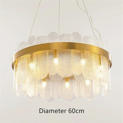 Lustre ovale suspendu en métal doré avec abat-jour en verre — LZ4X9T2