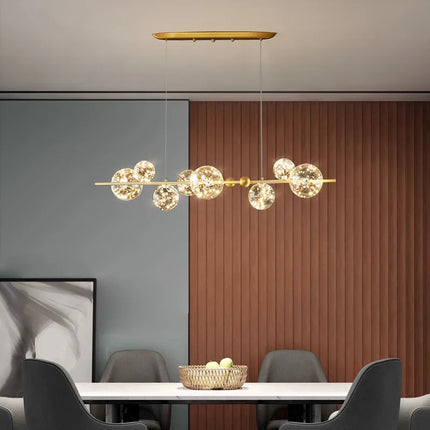 Lustre moderne de luxe avec anneaux LED et globe en verre — LZ4X9P