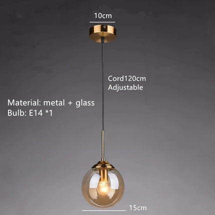 Lustre suspension en verre ambré et métal style nordique pour restaurant — LZ4X9T2