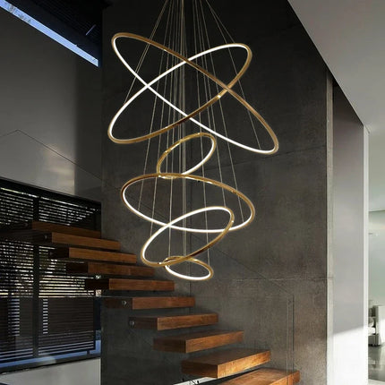 Lustre suspension cercle doré style nordique pour intérieur — LZ4D7XQ