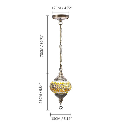 Suspension artisanale en verre mosaïque style méditerranéen — LZ4X9QJ