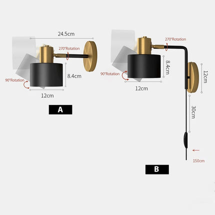 Applique murale LED en noir et laiton doré Aveiro — LZ4X9T