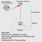 8 bras de diamètre 560 mm / Chromé / Blanc naturel