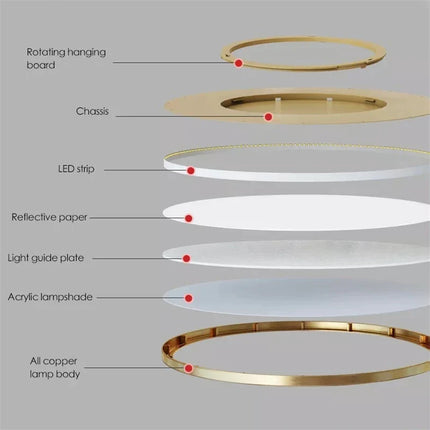 Plafonnier LED rond minimaliste en cuivre pour couloir et allée — LZ4X9T1