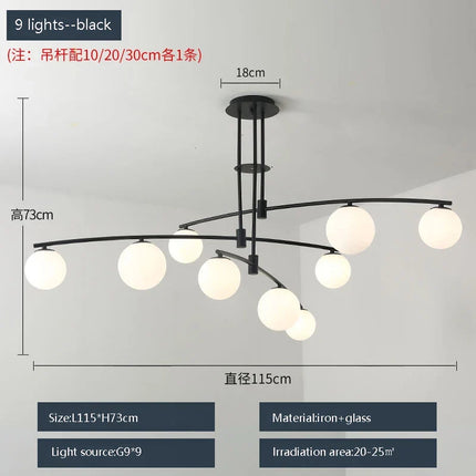 Suspension intérieure en métal et verre au design moderne — LZ4X9T