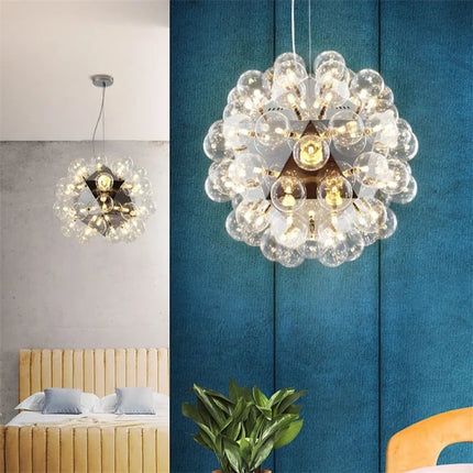 Lustre design Nordique Taraxacum bulles lumières verre miroir boule cuisine salon salle à manger bar décor