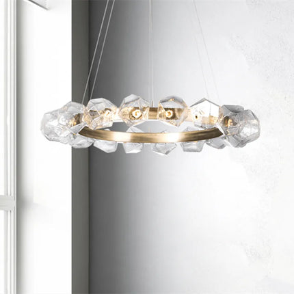 Lustre postmoderne en verre avec anneau lumineux LED — LZ4X9P2