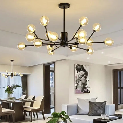 Lustre suspension globe industriel en verre et fer noir vintage — LZ4X9T2