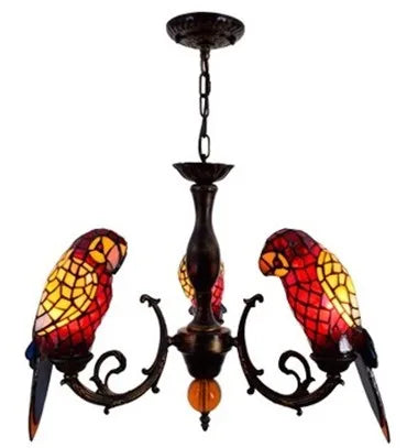 Lustre Tiffany vitrail lumineux oiseau perroquet élégant — LZ4X9T2