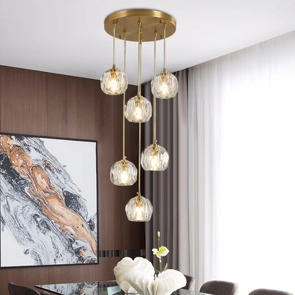 Suspension en cristal K9 et cuivre au design nordique créatif — LZ4B7X