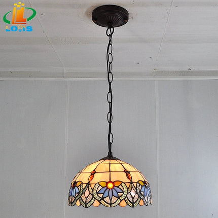 Lustre orchidée en verre teinté style Tiffany pour intérieur élégant — LZ4X9J