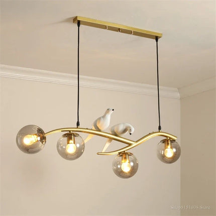 Lustre LED nordique avec abat-jour en verre en forme d'oiseau — LZ4X9T