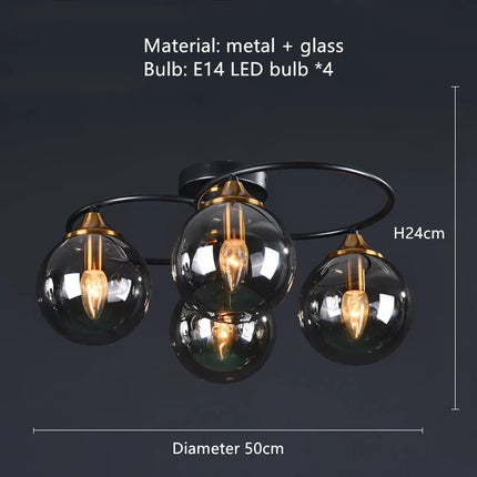 Lustre suspension en verre ambré et métal style nordique pour restaurant — LZ4X9T2