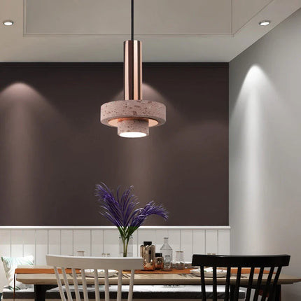 Suspension LED en aluminium avec abat-jour terrazzo pour hôtel et bar — LZ4X9P