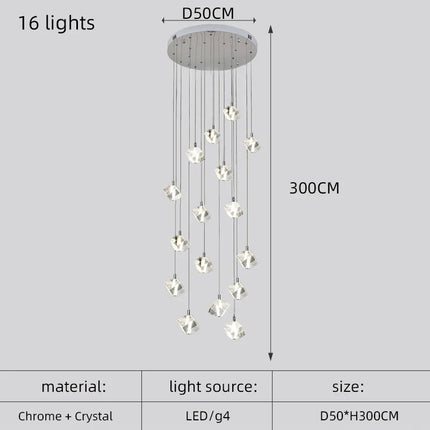 Lustre carré en cristal moderne pour escalier et restaurant — LZ4X9T