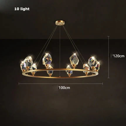Lustre en cristal et cuivre au style art déco moderne — LZ4X9T2P