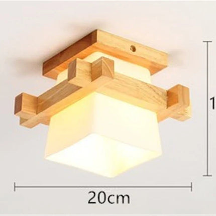 Plafonnier japonais en verre et bois pour intérieur contemporain — LZ4XJ9