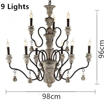 Lustre vintage à bougie style européen rétro pour intérieur moderne — LZ4X9J