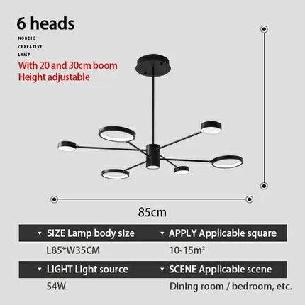 Plafonnier LED multi-têtes en fer noir design — LZ4X9P