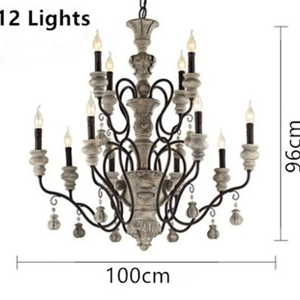 Lustre vintage à bougie style européen rétro pour intérieur moderne — LZ4X9J