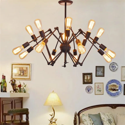 Lustre suspension industriel vintage en fer réglable — LZ4X9P2