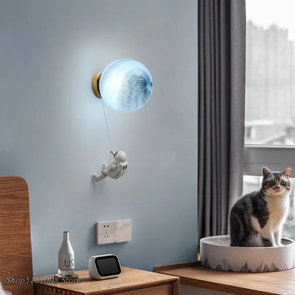 Applique murale 3D astronaute avec lune décorative pour enfants — LZ4X9B