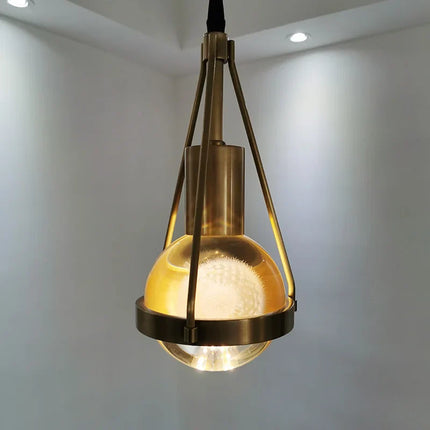 Suspension LED style loft en cuivre avec cristal nordique — LZ4X9P2Q