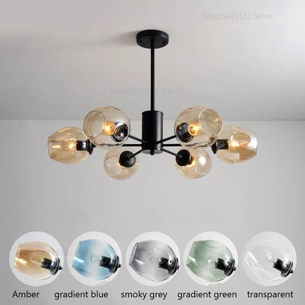 Lustre suspension nordique en verre et fer pour décoration — LZ7D9X