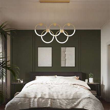 Suspension lustre nordique anneau doré moderne — LZ4P9X