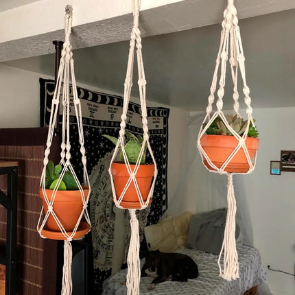 Suspension macramé naturelle pour plantes et décoration murale — LZ4X9T2