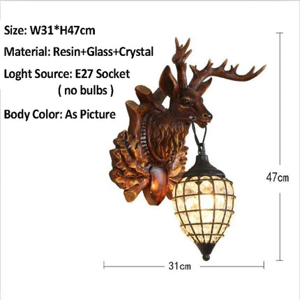 Applique murale rétro en bois avec motif tête de cerf — LZ4X9P