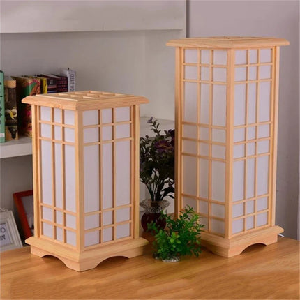 Lampadaire carré en chêne massif style japonais Tatami LED — LZ4P9X2