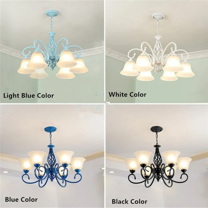 Lustre suspension en fer forgé avec abat-jour en verre vintage — LZ4P9XQ