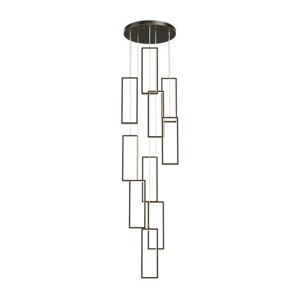 Lustre LED rectangulaire moderne en cuivre pour escalier et loft — LZ4X9P
