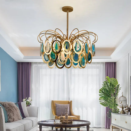 Lustre suspension nordique en agate pour décoration intérieure élégante — LZ4X9T